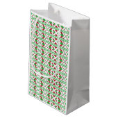 ラトビアの緑と赤の部族のフォークアート スモールペーパーバッグ (裏面アングル)