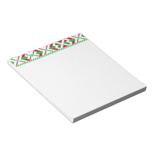 ラトビアの緑と赤の部族のフォークアート ノートパッド (アングル)