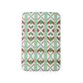 ラトビアの緑と赤の部族のフォークアート バスマット (正面縦)