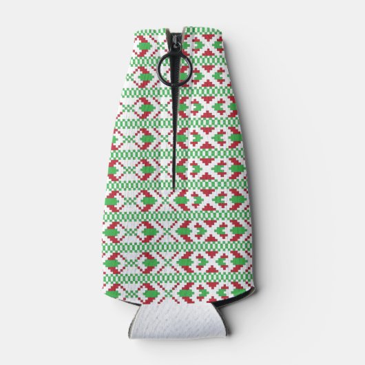 ラトビアの緑と赤の部族のフォークアート ボトルクーラー (裏面)