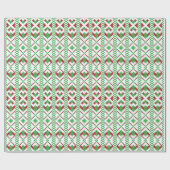 ラトビアの緑と赤の部族のフォークアート ラッピングペーパー (フラット)