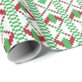 ラトビアの緑と赤の部族のフォークアート ラッピングペーパー (ロールコーナー)