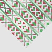 ラトビアの緑と赤の部族のフォークアート 薄葉紙 (詳細)