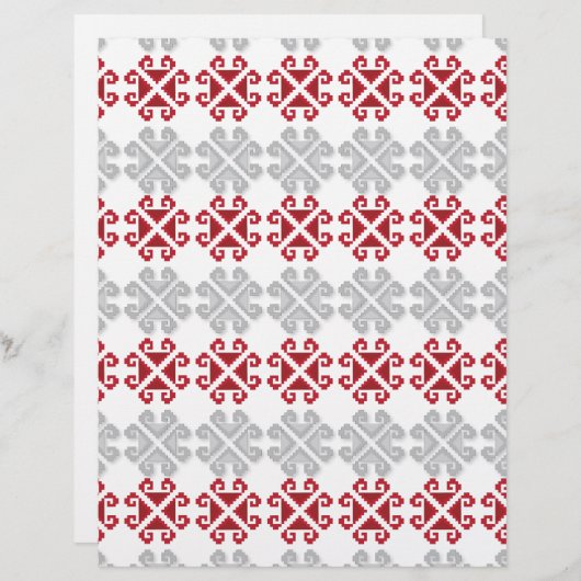 ラトビアの赤と灰色の幾何学的なムーンクロス (正面/裏面)