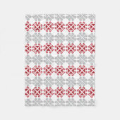 ラトビアの赤と灰色の幾何学的なムーンクロス フリースブランケット (正面)