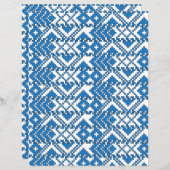 ラトビアの青と白のフォークアートパターン (正面/裏面)