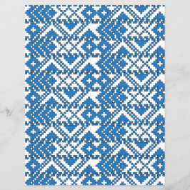 ラトビアの青と白のフォークアートパターン