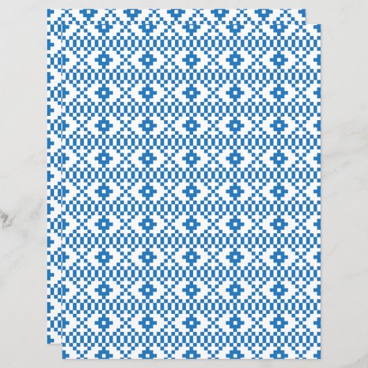 ラトビアの青と白の部族フォークアート (正面/裏面)