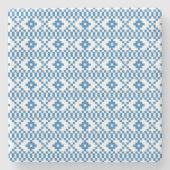 ラトビアの青と白の部族フォークアート ストーンコースター (正面)