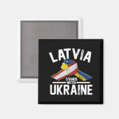 ラトビアはウクライナラトビア国旗と共に立つ マグネット (正面/裏面)
