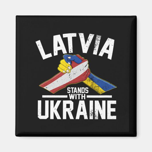 ラトビアはウクライナラトビア国旗と共に立つ マグネット (正面)