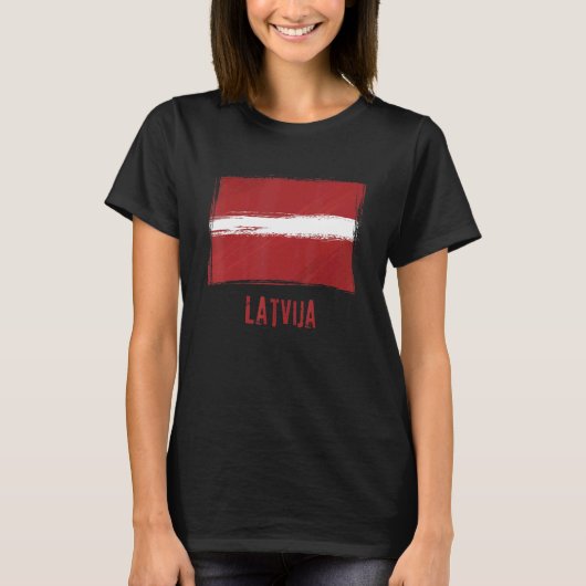 ラトビアグランジ国旗ラトビア語 Tシャツ (正面)