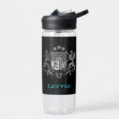 ラトビアフィットネスとラトビアの紋章/旗 ウォーターボトル (左面)