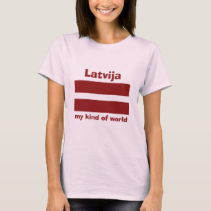 ラトビアフラグ+マップ+文字Tシャツ Tシャツ