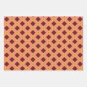 ラトビアヴィンテージオレンジとブラックフォークアートパターン ラッピングペーパーシート (正面3)