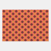 ラトビアヴィンテージオレンジとブラックフォークアートパターン ラッピングペーパーシート (正面2)