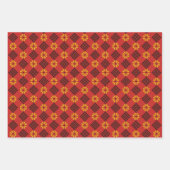 ラトビアヴィンテージオレンジとブラックフォークアートパターン ラッピングペーパーシート (正面)