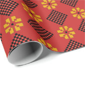 ラトビアヴィンテージオレンジとブラックフォークアートパターン ラッピングペーパー (ロールコーナー)
