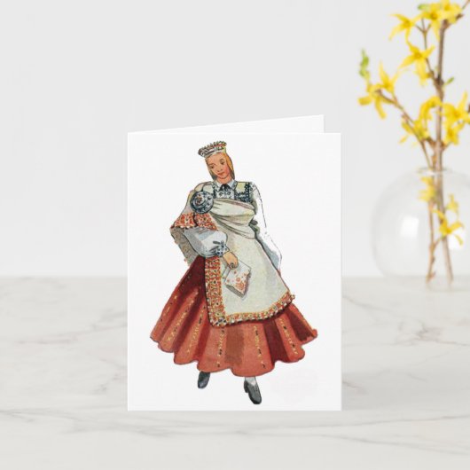 ラトビア人のTradtitionalの衣裳Nica カード (黄色い花)