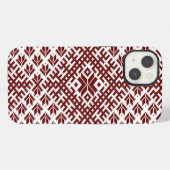 ラトビア伝統の赤いデザイン iPhoneケース (裏面横)