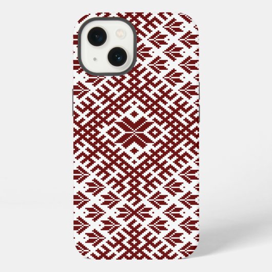 ラトビア伝統の赤いデザイン iPhoneケース (裏面)