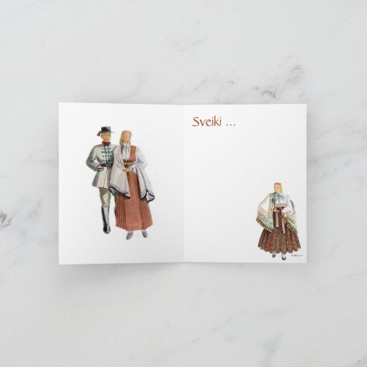 ラトビア伝統的の衣装グリーティングカード カード (内部)