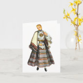 ラトビア伝統的の衣装グリーティングカード カード (黄色い花)