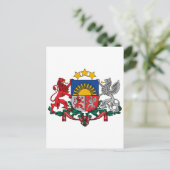 ラトビア公式コートアームズ紋章 ポストカード (スタンド正面)