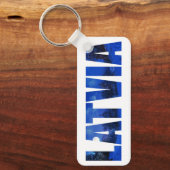 ラトビア冬の夜の文字と反射 キーホルダー (正面)