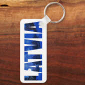 ラトビア冬の夜の文字と反射 キーホルダー (裏面)