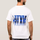 ラトビア冬の夜の文字と反射 Tシャツ (裏面)