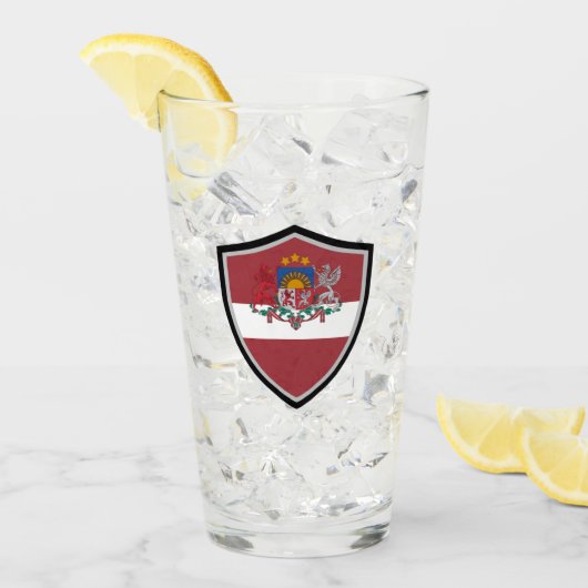 ラトビア国旗のコートの腕 タンブラーグラス (アイス正面)