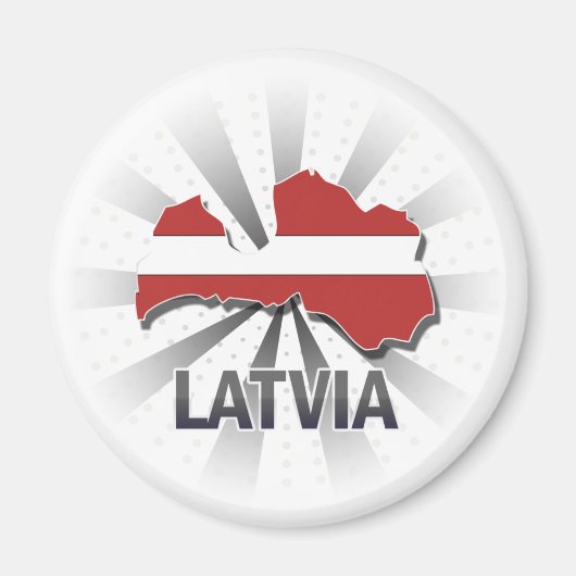 ラトビア国旗の地図2.0 マグネット (正面)