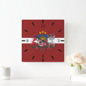 ラトビア国旗    スクエア壁時計 (ホーム)