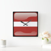 ラトビア国旗 スクエア壁時計 (ホーム)