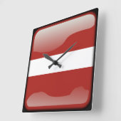 ラトビア国旗 スクエア壁時計 (傾斜)