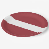 ラトビア国旗 ペーパープレート (アングル)