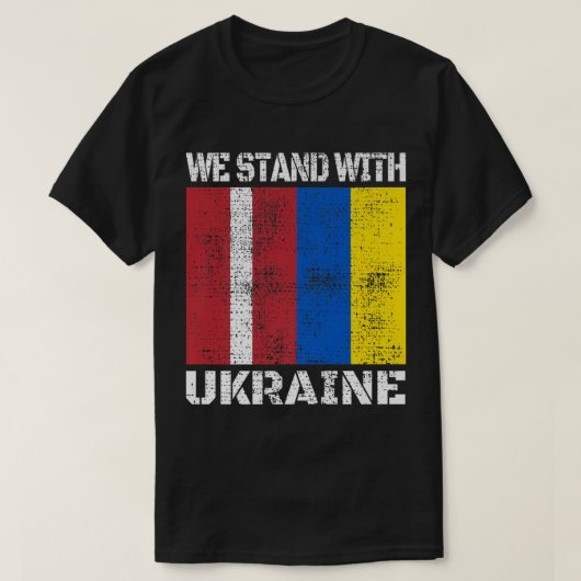 ラトビア支援ウクライナWe Stand With Ukraine La Tシャツ (デザイン正面)