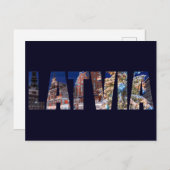 ラトビア文字ライトクリスマスツリー ポストカード (正面/裏面)