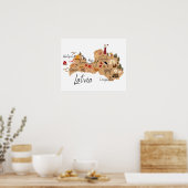 ラトビア旅行ポスター地図 ポスター (キッチン)