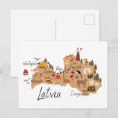 ラトビア旅行地図 ポストカード (正面/裏面)