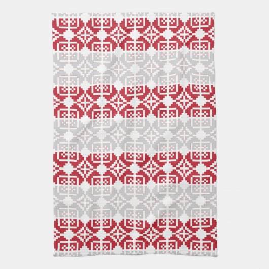 ラトビア朝SUN幾何学模様II キッチンタオル (縦)