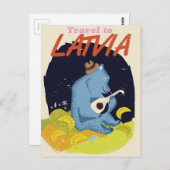 ラトビア漫画ヴィンテージ旅行ポスター ポストカード (正面/裏面)