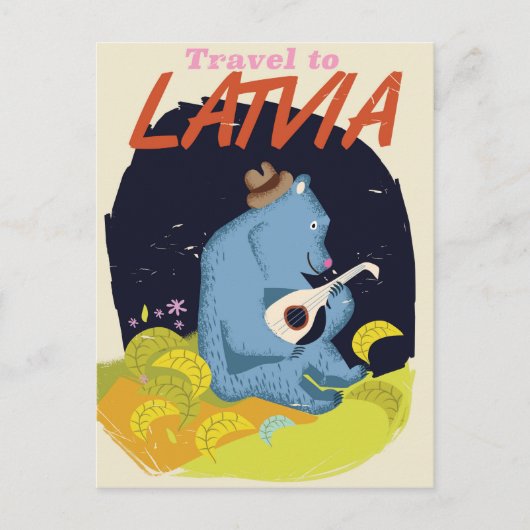 ラトビア カートゥーン ビンテージ 旅行ポスター ポストカード (正面)