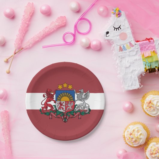 ラトビア、ラトビア国旗のパーティー、誕生日/スポーツ ペーパープレート (パーティー)