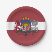 ラトビア、ラトビア国旗のパーティー、誕生日/スポーツ ペーパープレート (正面)