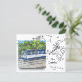 ラトビア リガの歴史的路面電車 ポストカード (スタンド正面)
