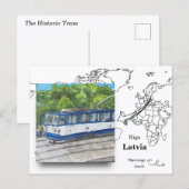 ラトビア リガの歴史的路面電車 ポストカード (正面/裏面)