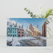 ラトビア、リガの雪の多い冬の都市の中心 (スタンド正面)