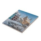 ラトビア、リガの雪の多い冬の都市の中心 タイル (側面)